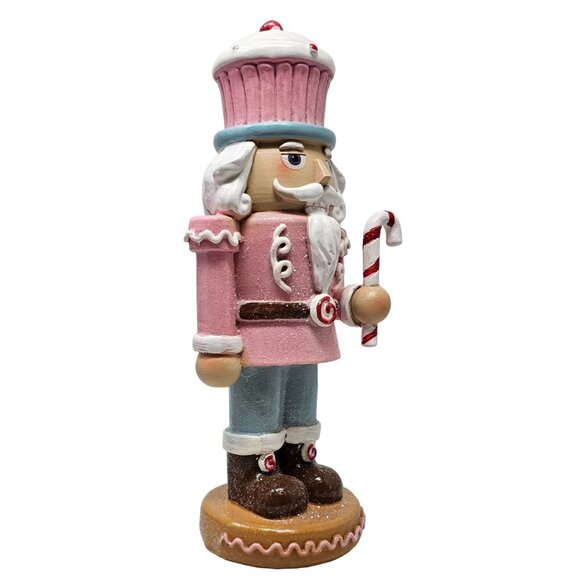 Cupcake and Candy Cane Solider Christmas 10" Resin Nutcracker - Picture 2 of 5
